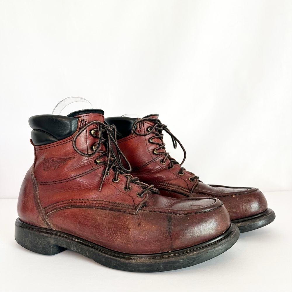 SOLD!  RED WING Vintage 202 Moc Toe SuperSole Leather Steel Toe Work Boots 10 D